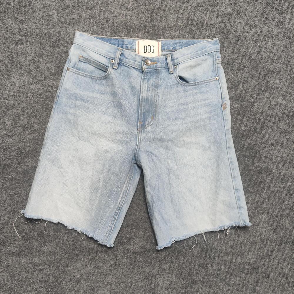 BDG Shorts Mens 29 Blue Denim Skate Fit Relaxed Cutoff Frayed Light Wash Bermuda